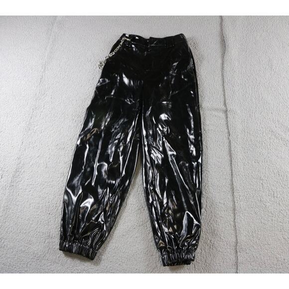 I.AM.GIA Pants M Black Coated PVC Cobain Cargo Chain Link High Waist Goth Punk - Picture 1 of 9